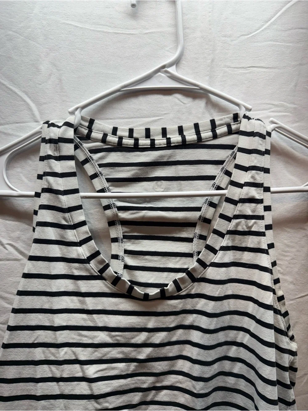 Lululemon Cool Racerback Tank Top White & Black Striped Women's